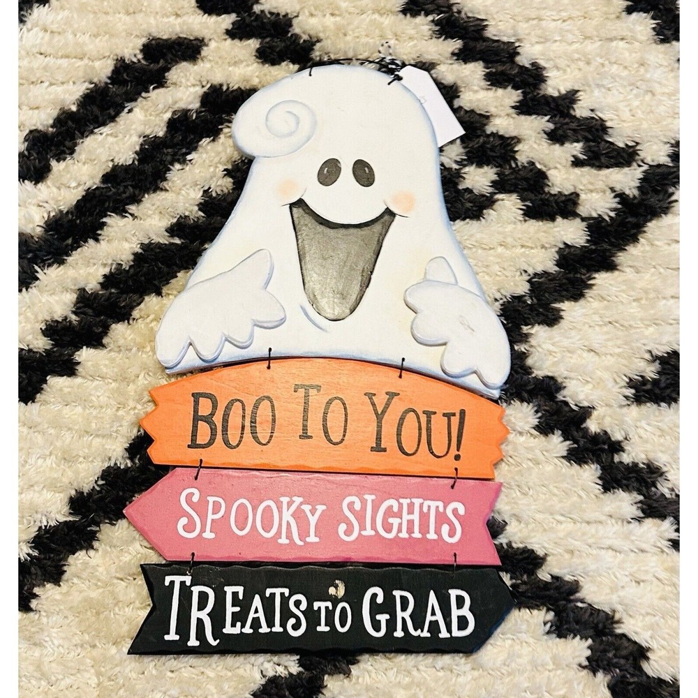 Vintage KMart Halloween Wall Door Hanging Sign Decor Ghost